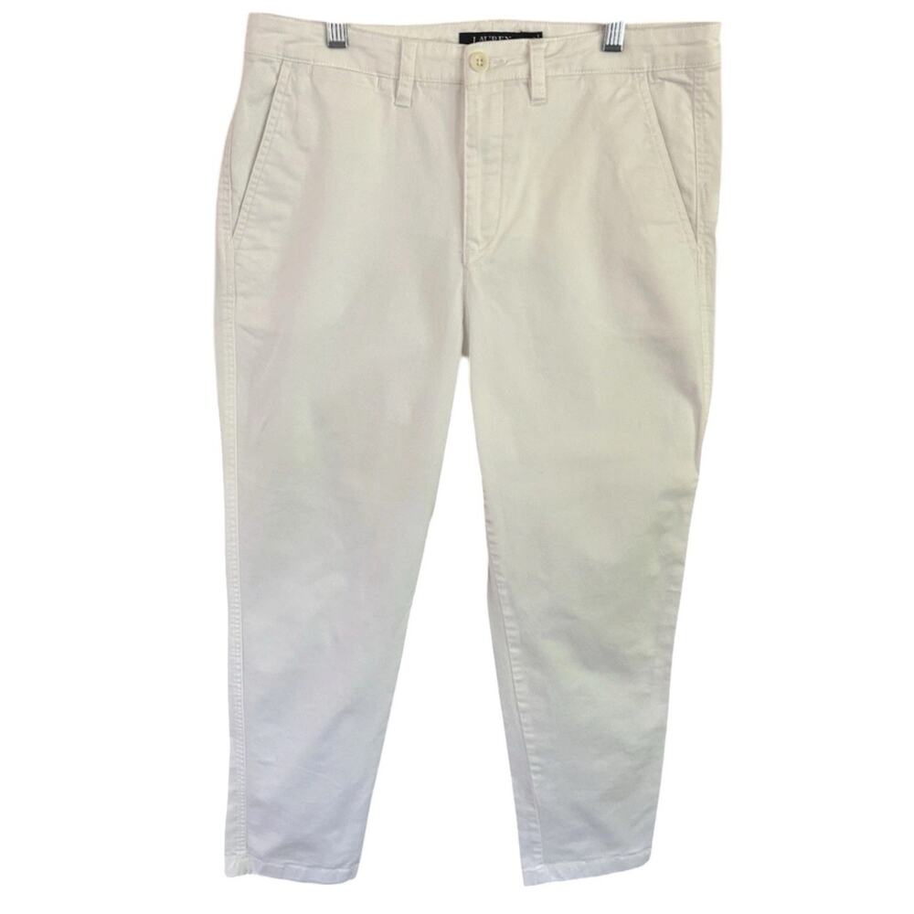 Lauren Ralph Lauren Women’s 10 White Stretch Chino Pants Straight Ankle 28”